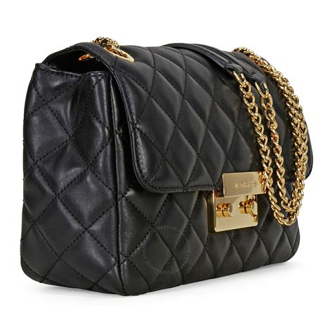 michael kors large black leather handbag|Michael Kors quilted bag black.